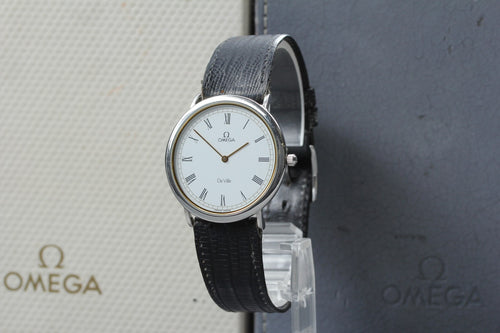 1987 Near MINT OMEGA De Ville 32mm 195.0075 Quartz White Roman Men's Vintage