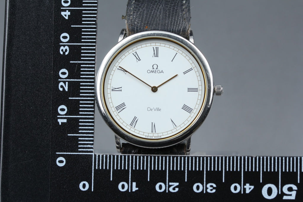 1987 Near MINT OMEGA De Ville 32mm 195.0075 Quartz White Roman Men's Vintage