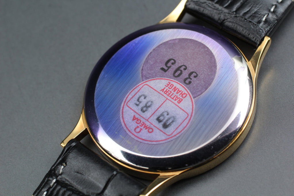 1982 Top MINT OMEGA De Ville 32mm 191.0130.1 Quartz Black Roman Men's Vintage