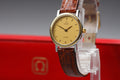 1993 Near MINT OMEGA De Ville 23mm 595.1111 Quartz Gold Dial Women's Vintage