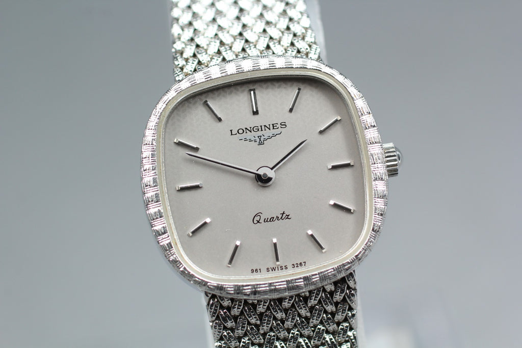 Near MINT LONGINES 961 3267 21mm Quartz L961.2 Silver Dial Women's Vintage Watch