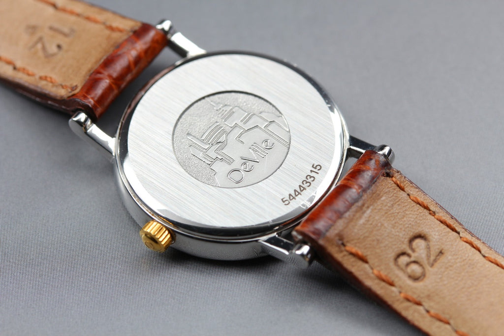 1993 Near MINT OMEGA De Ville 23mm 595.1111 Quartz Gold Dial Women's Vintage