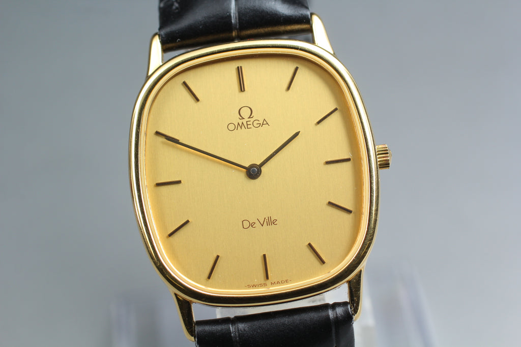 1984 Top MINT/Box, Paper OMEGA De Ville 29mm 191.0220 Quartz Gold Men's Vintage