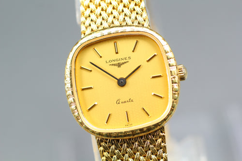 Near MINT Longines 153 3404 21mm Quartz L.153.4 Gold Dial Women's Vintage Watch