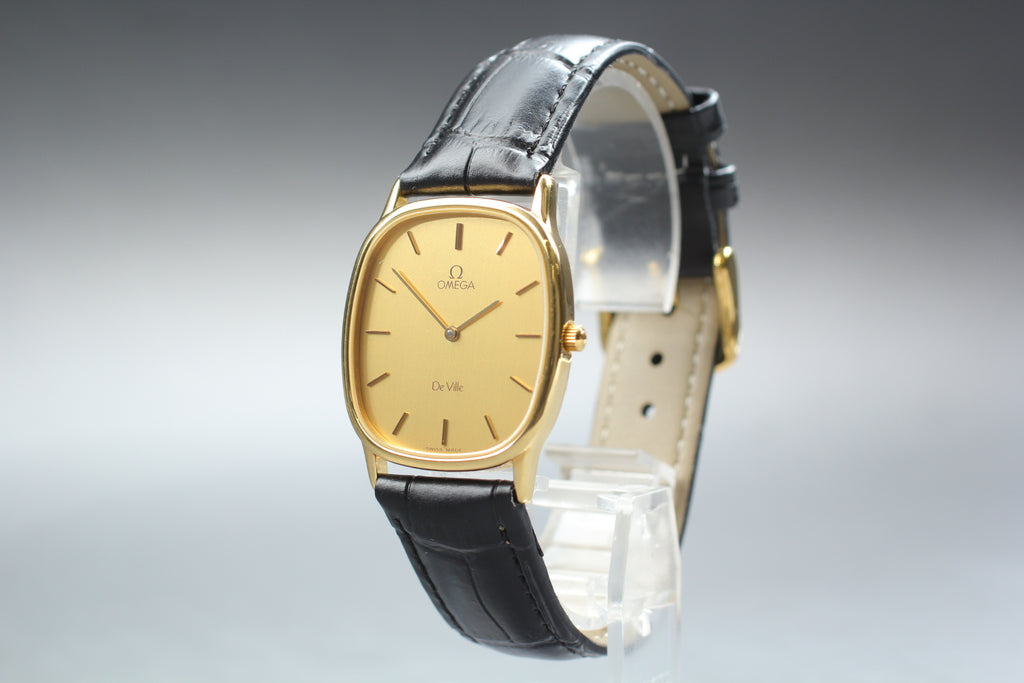 1984 Top MINT/Box, Paper OMEGA De Ville 29mm 191.0220 Quartz Gold Men's Vintage