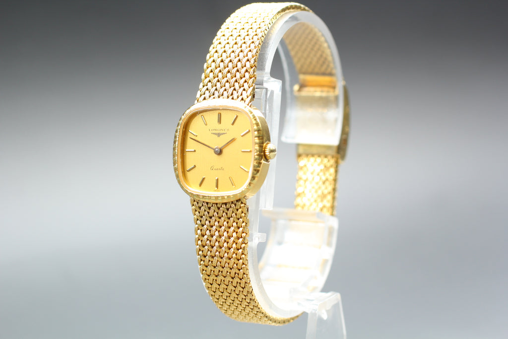 Near MINT Longines 153 3404 21mm Quartz L.153.4 Gold Dial Women's Vintage Watch