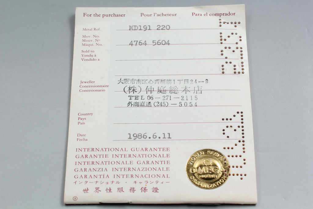 1984 Top MINT/Box, Paper OMEGA De Ville 29mm 191.0220 Quartz Gold Men's Vintage