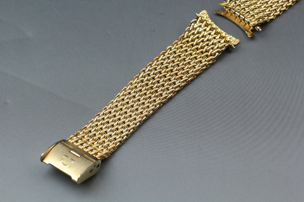Near MINT OMEGA Milanese/Mesh Band FF595/1148 17mm Gold Plated Men's Vintage