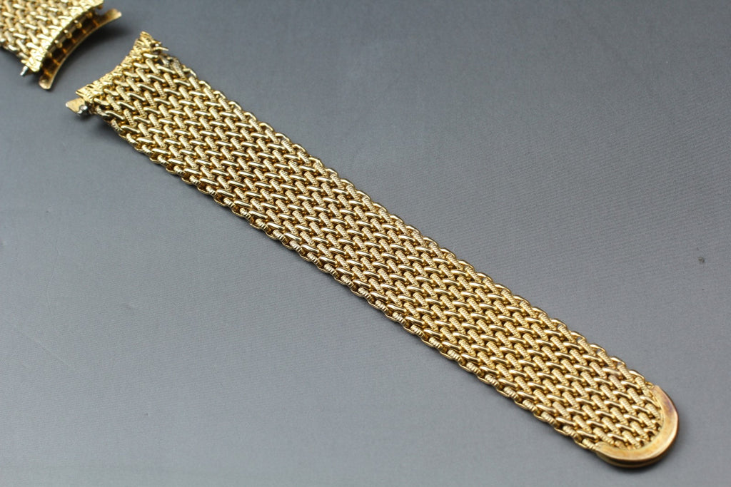 Near MINT OMEGA Milanese/Mesh Band FF595/1148 17mm Gold Plated Men's Vintage