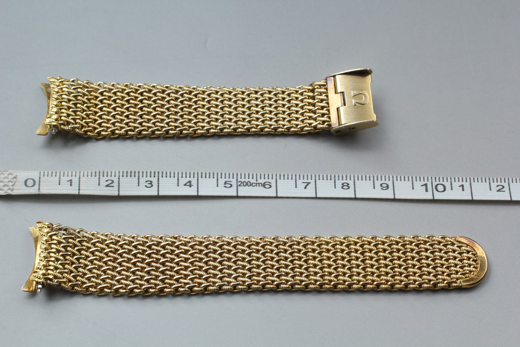 Near MINT OMEGA Milanese/Mesh Band FF595/1148 17mm Gold Plated Men's Vintage