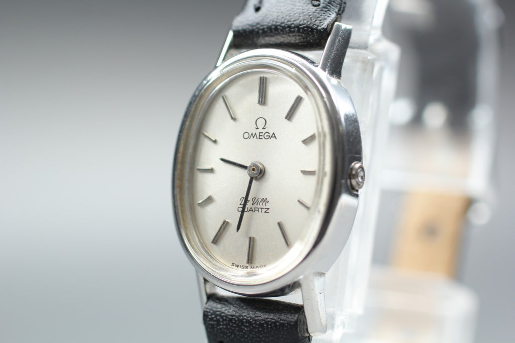 Near MINT OMEGA De Ville 18mm 591.0013 Quartz Silver Dial Women's Watch Vintage