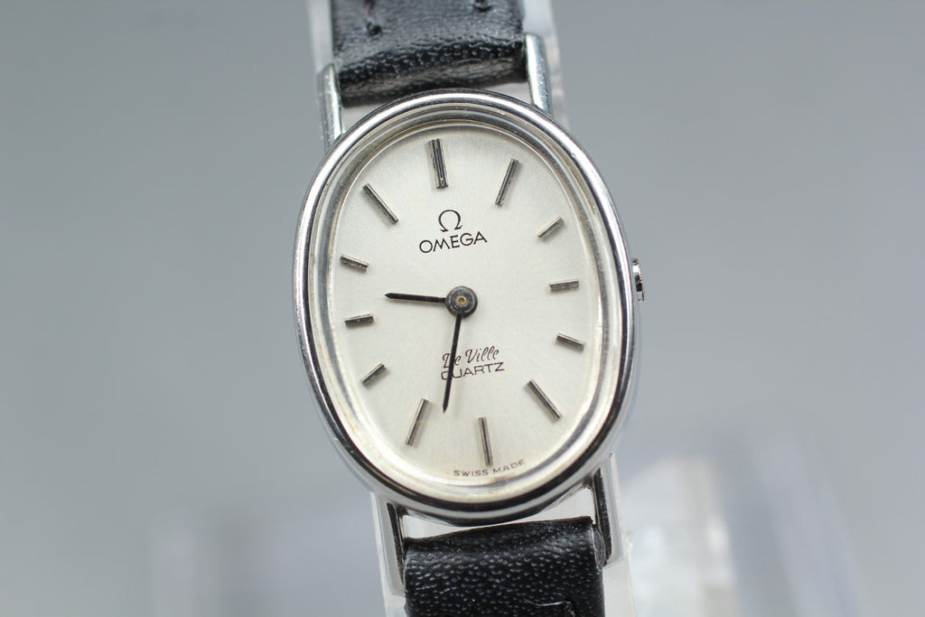 Near MINT OMEGA De Ville 18mm 591.0013 Quartz Silver Dial Women's Watch Vintage