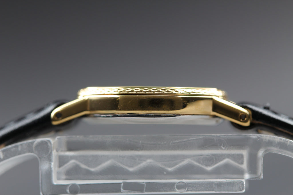1984 Near MINT OMEGA De Ville 20mm 591.0257 Quartz Gold Roman Dial Women Vintage