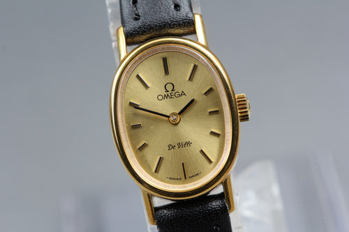 1979 Near MINT OMEGA De Ville 18mm 511.0553 Manual Gold Dial Women's Vintage