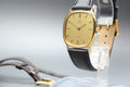 1984 Near MINT OMEGA De Ville 30mm 191.0219 Quartz Gold Dial Men's Watch Vintage