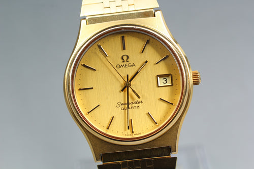 1977 Near MINT OMEGA Seamaster 35mm 196.0116 Quartz Gold Dial Men's Vintage