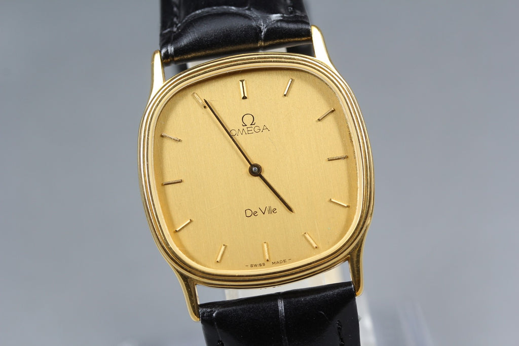 1982 OMEGA De Ville 30mm 191.0212 Quartz Gold Dial Men's Watch Vintage Exc+5