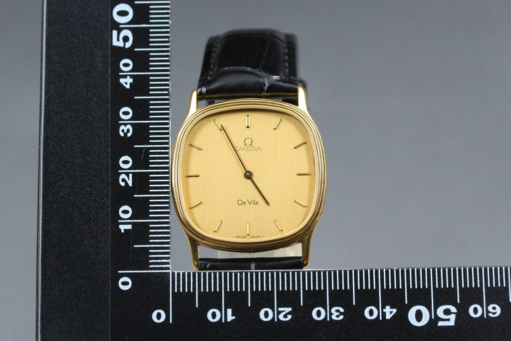 1982 OMEGA De Ville 30mm 191.0212 Quartz Gold Dial Men's Watch Vintage Exc+5