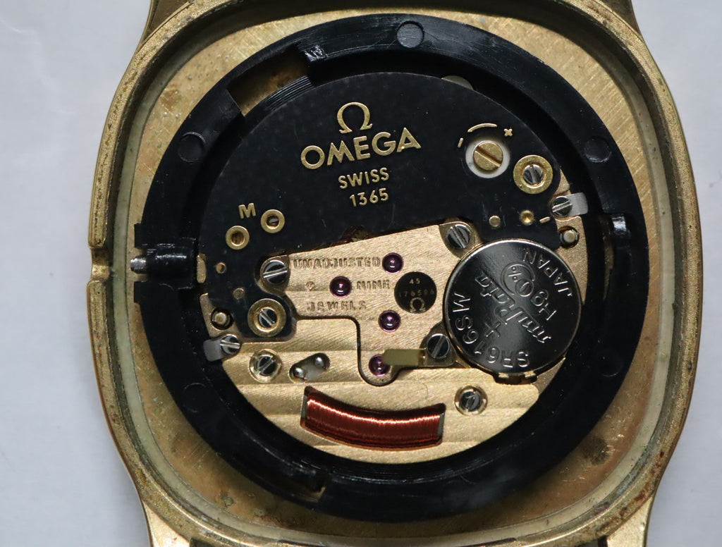 1982 OMEGA De Ville 30mm 191.0212 Quartz Gold Dial Men's Watch Vintage Exc+5