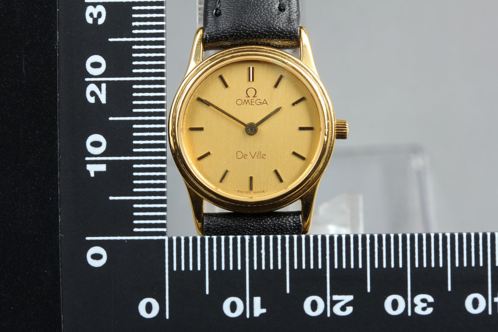 1984 OMEGA De Ville 21mm 591.0338 Quartz Gold Dial Women's Watch Vintage Exc+5
