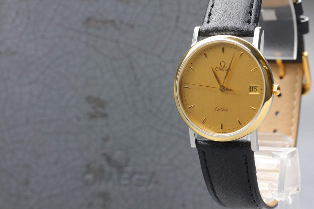 1993 Near MINT/Box, Paper OMEGA De Ville 32mm 196.2432 Quartz Gold Men's Vintage
