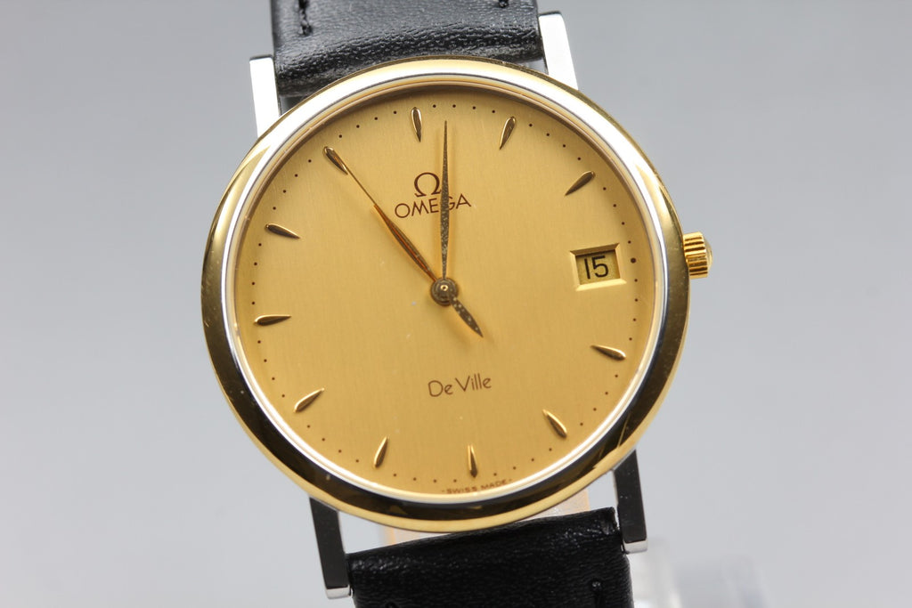 1993 Near MINT/Box, Paper OMEGA De Ville 32mm 196.2432 Quartz Gold Men's Vintage