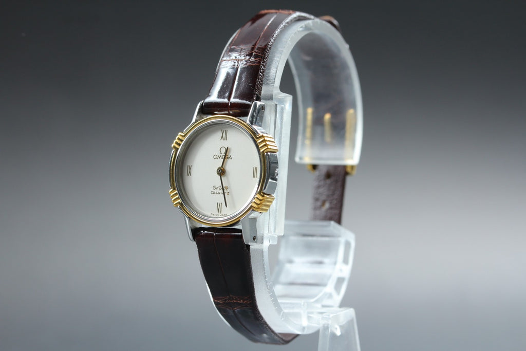 Full Set 1981 Near MINT OMEGA De Ville 22mm 591.0211 Quartz Roman Women Vintage