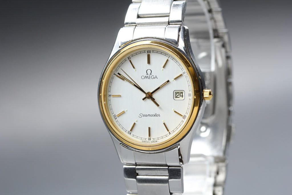 1987 Near MINT OMEGA Seamaster 33mm 196.0251 Quartz White Roman Men's Vintage