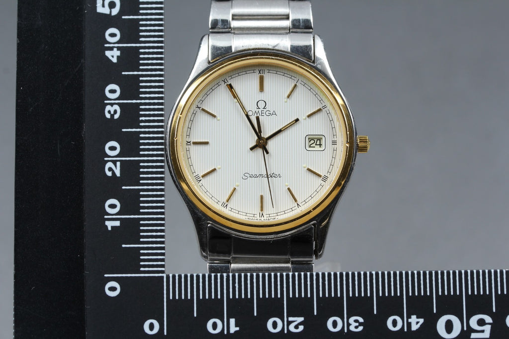 1987 Near MINT OMEGA Seamaster 33mm 196.0251 Quartz White Roman Men's Vintage