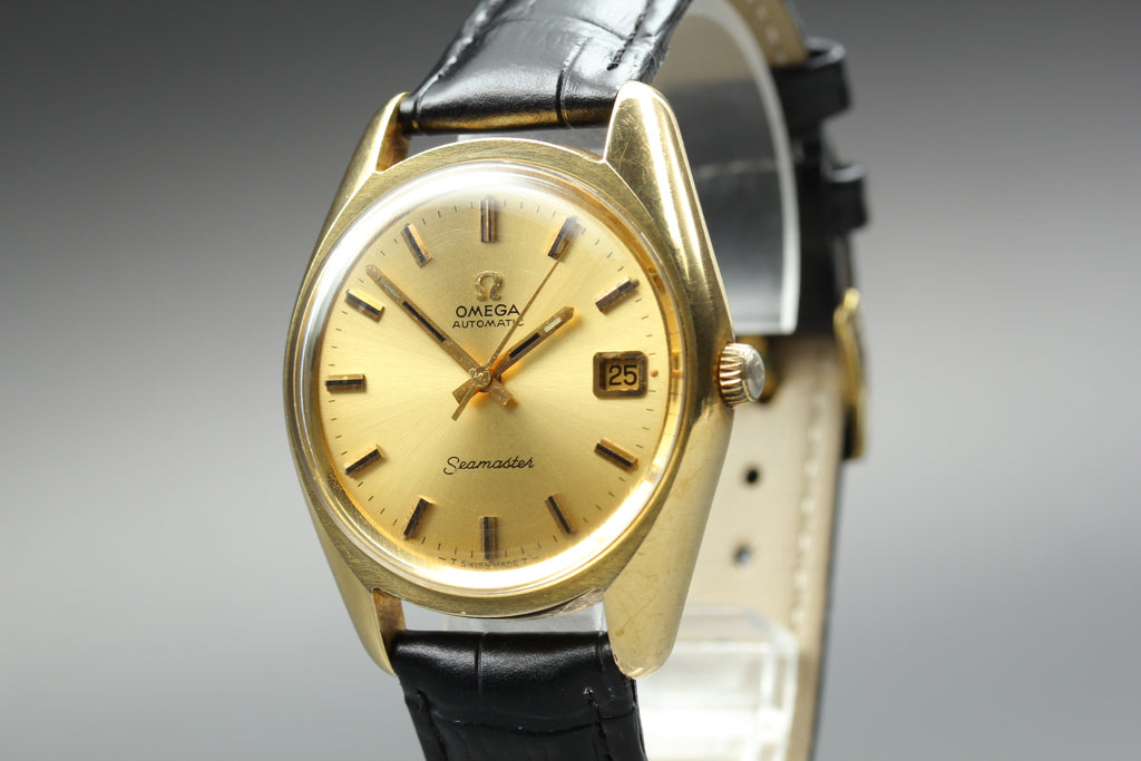 1970 Near MINT OMEGA Seamaster 35mm 166.067 Automatic Gold Dial Men's Vintage