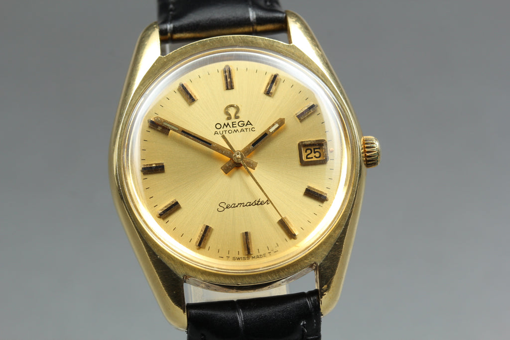 1970 Near MINT OMEGA Seamaster 35mm 166.067 Automatic Gold Dial Men's Vintage