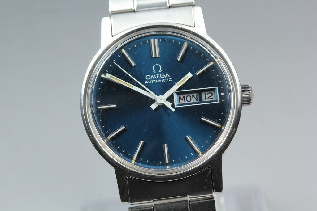 1972 Near MINT OMEGA Geneve 35mm 166.0117 Automatic Navy Dial Men's Vintage