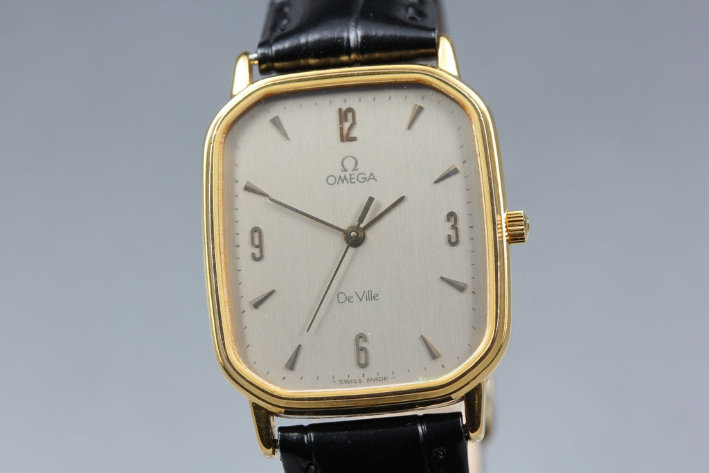 1983 OMEGA De Ville 27mm 195.0029 Quartz Silver Arabic Dial Men's Vintage Exc+5