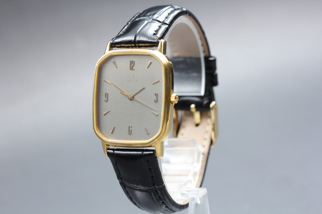 1983 OMEGA De Ville 27mm 195.0029 Quartz Silver Arabic Dial Men's Vintage Exc+5