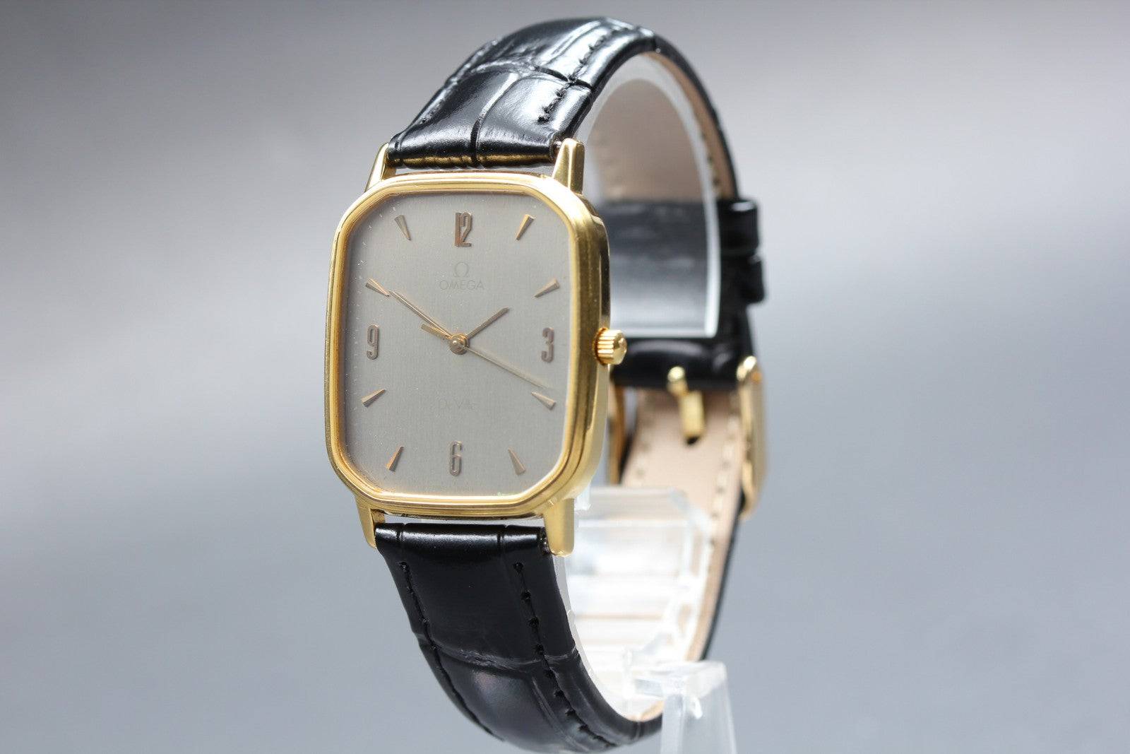 1983 OMEGA De Ville 27mm 195.0029 Quartz Silver Arabic Dial Men's Vintage Exc+5