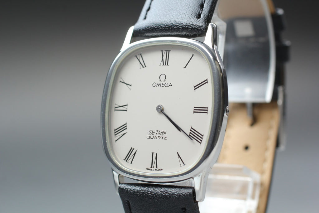 1981 OMEGA De Ville 30mm 191.0132 Quartz White Roman Dial Men's Vintage Exc+5