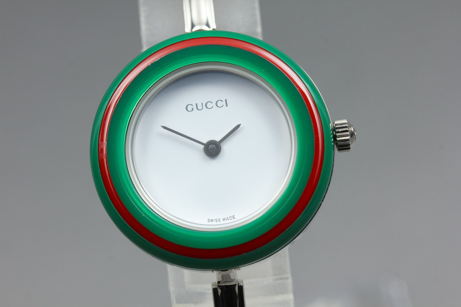 Near MINT/Box, Paper Gucci Change Bezel 11/12.2L 12 Colors Quartz Silver Women's