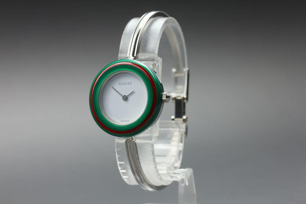Near MINT/Box, Paper Gucci Change Bezel 11/12.2L 12 Colors Quartz Silver Women's