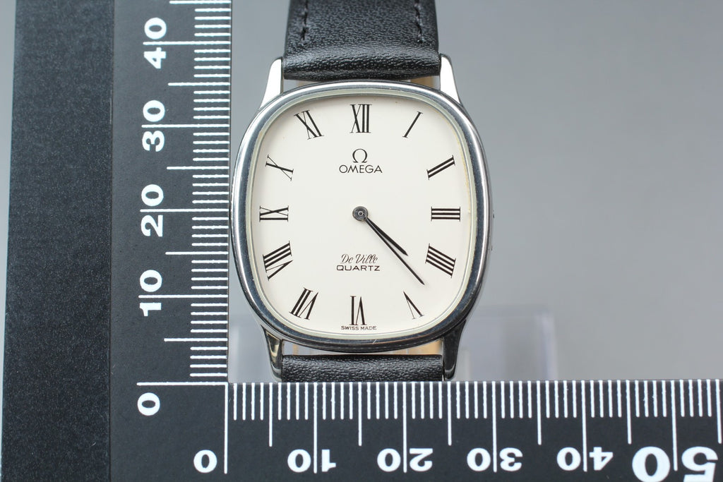 1981 OMEGA De Ville 30mm 191.0132 Quartz White Roman Dial Men's Vintage Exc+5