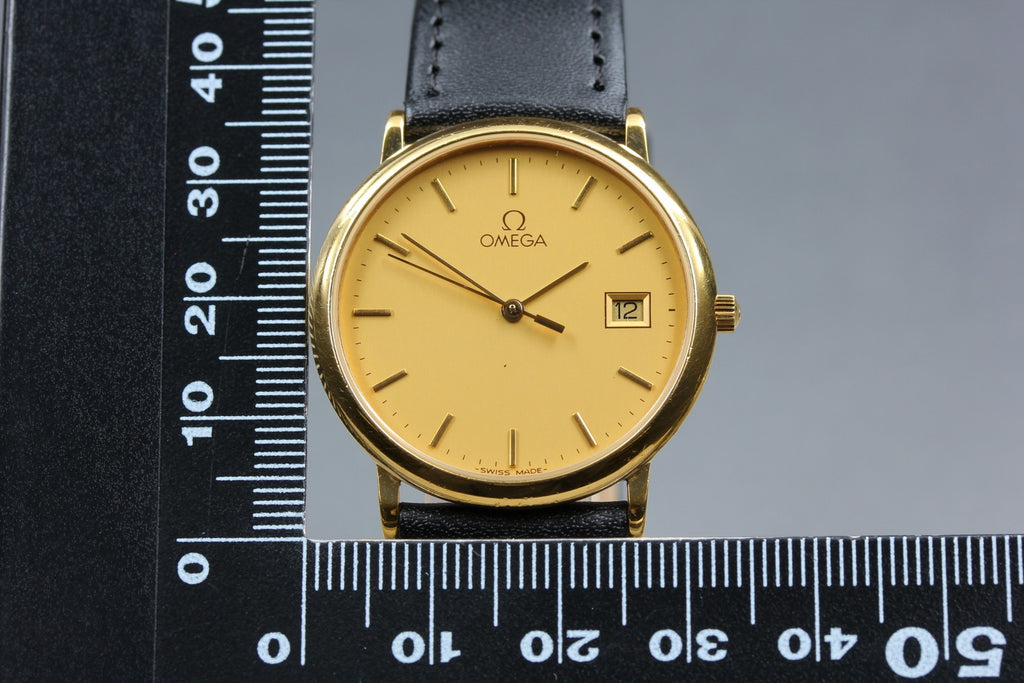 1991 Near MINT OMEGA De Ville 32mm 196.0312.1 Quartz Gold Dial Men's Vintage