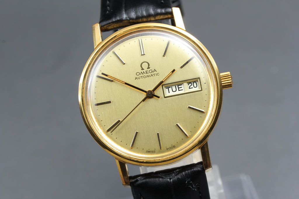 1977 Near MINT OMEGA Seamaster 35mm 166.0209 Automatic Gold Dial Men's Vintage