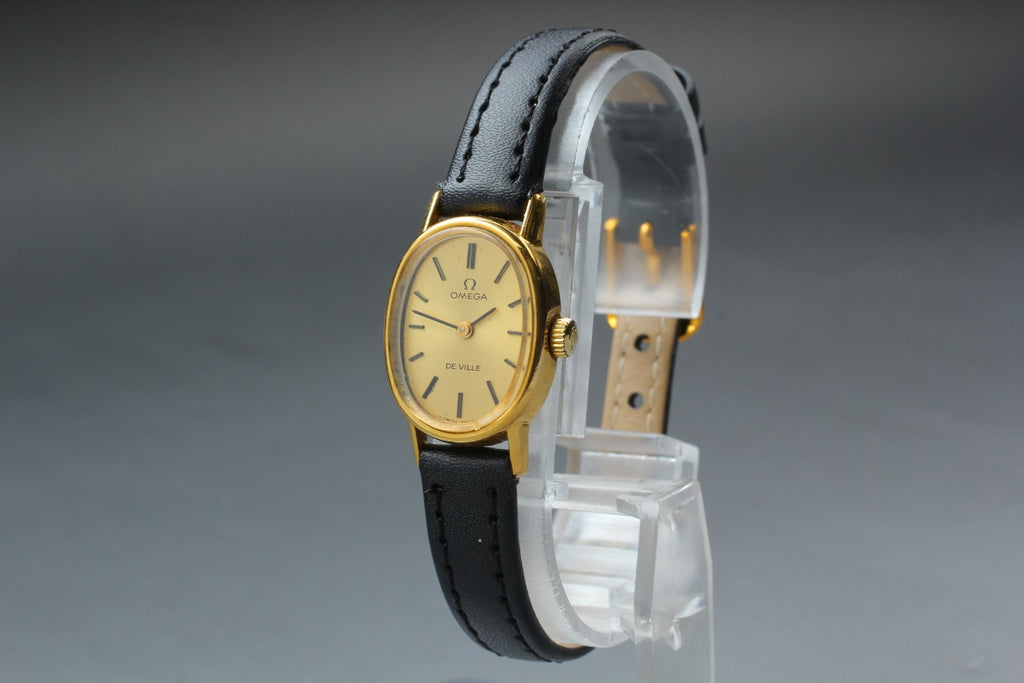 1977 Near MINT/Box OMEGA De Ville 18mm 511.0553 Manual Gold Dial Women's Vintage