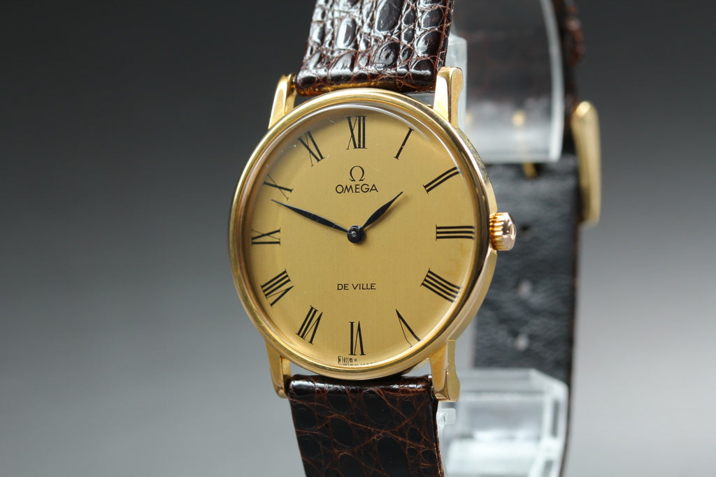 1978 Near MINT OMEGA De Ville 32mm 111.0140 Manual Gold Roman Dial Men's Vintage