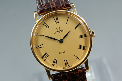 1978 Near MINT OMEGA De Ville 32mm 111.0140 Manual Gold Roman Dial Men's Vintage
