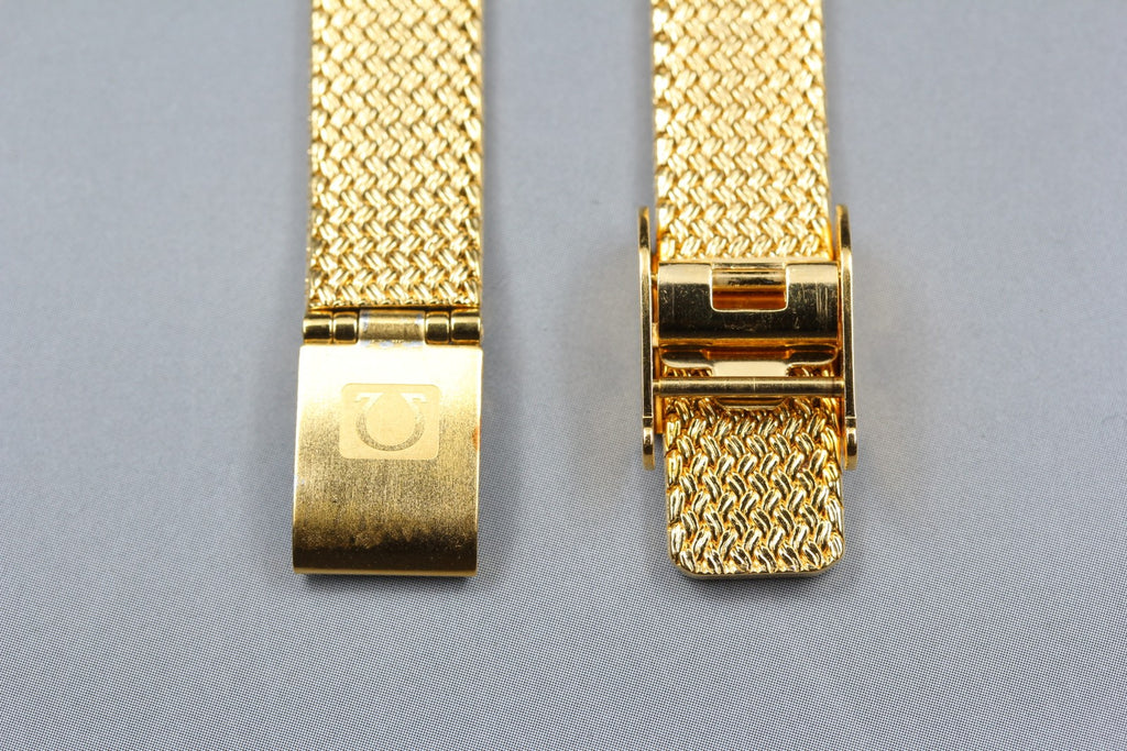 Near MINT OMEGA Milanese/Mesh Band 12mm Gold Plated Bracelet Women's Vintage