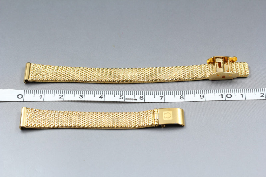 Near MINT OMEGA Milanese/Mesh Band 12mm Gold Plated Bracelet Women's Vintage