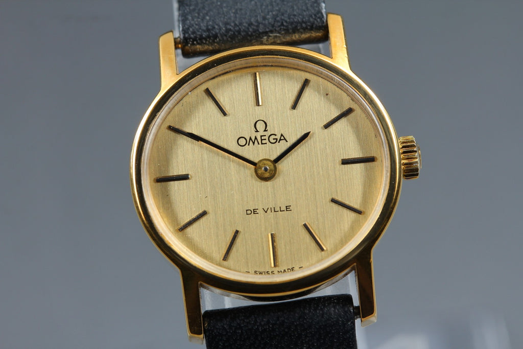 1977 Near MINT/Box OMEGA De Ville 24mm 511.0508 Manual Gold Dial Women's Vintage