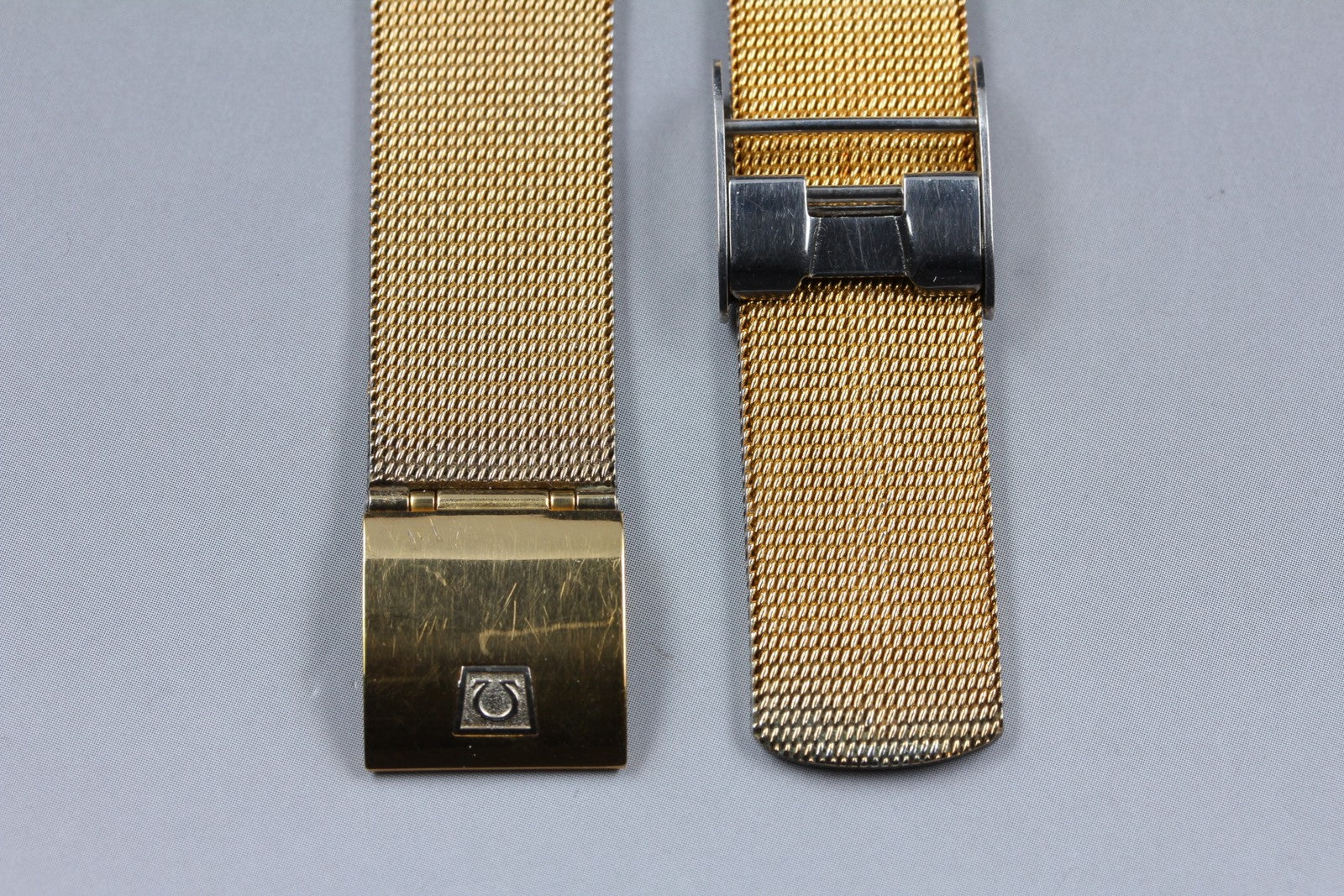 Near MINT OMEGA Milanese/Mesh Band 2058 19mm Gold Plated Bracelet Men's Vintage
