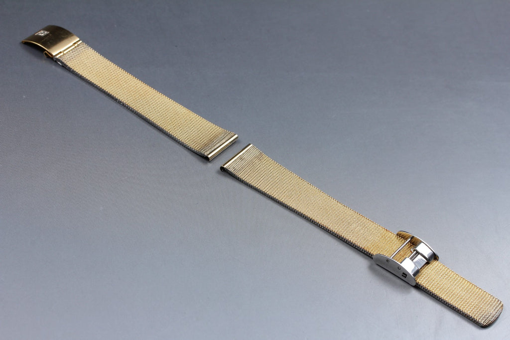 Near MINT OMEGA Milanese/Mesh Band 2058 19mm Gold Plated Bracelet Men's Vintage