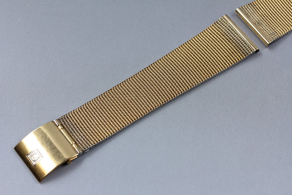 Near MINT OMEGA Milanese/Mesh Band 2058 19mm Gold Plated Bracelet Men's Vintage